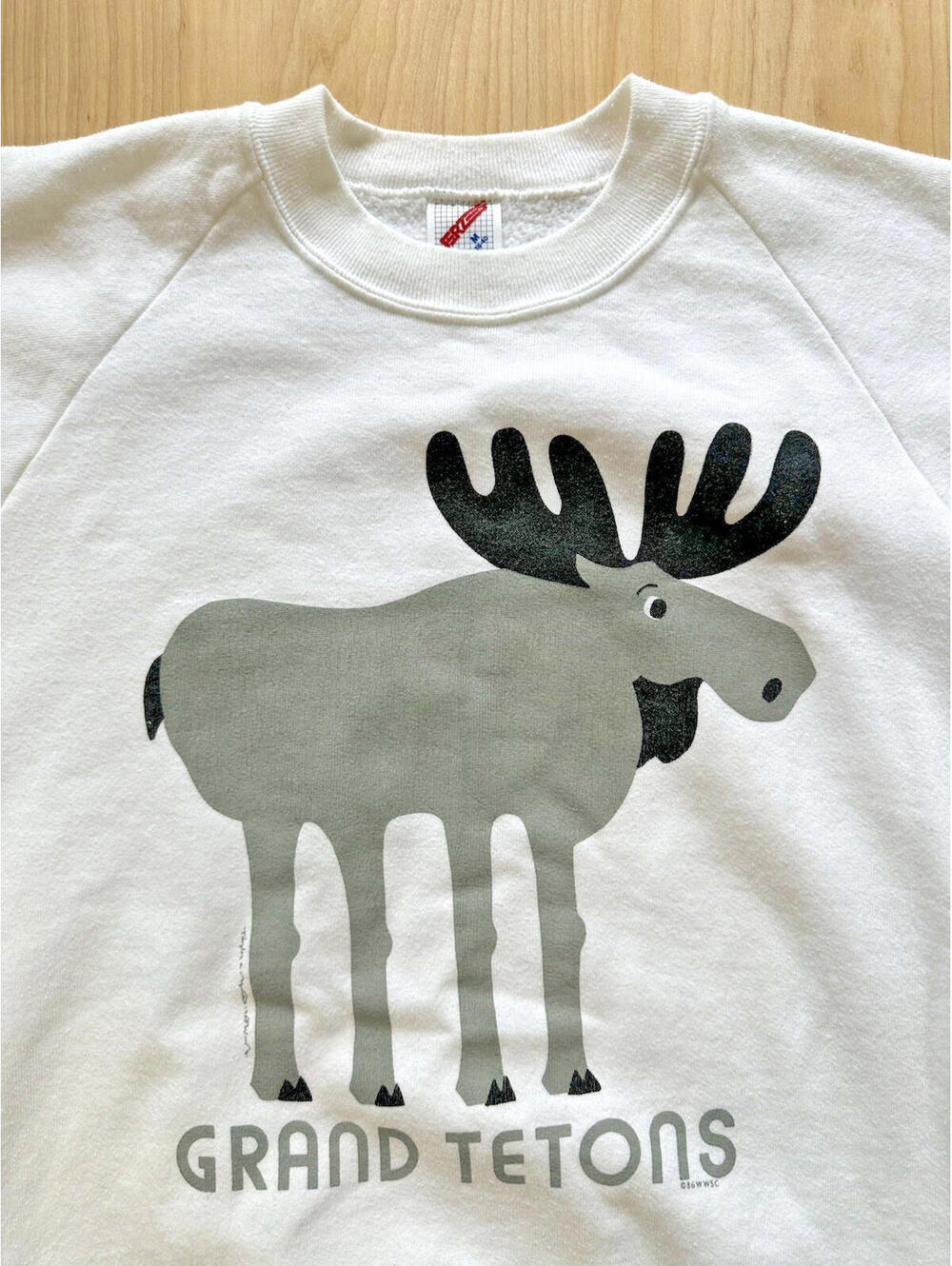 1980's vintage GRAND TETONS national park SWEATSHIRT white MEDIUM moose usa - Picture 2 of 9